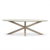 Calma/Carlos beige dining tuinset | 6 personen | sintered stone + wicker | 240cm ovaal
