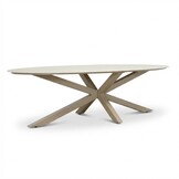 Calma/Carlos beige dining tuinset | 8 personen | sintered stone + wicker | 280cm ovaal
