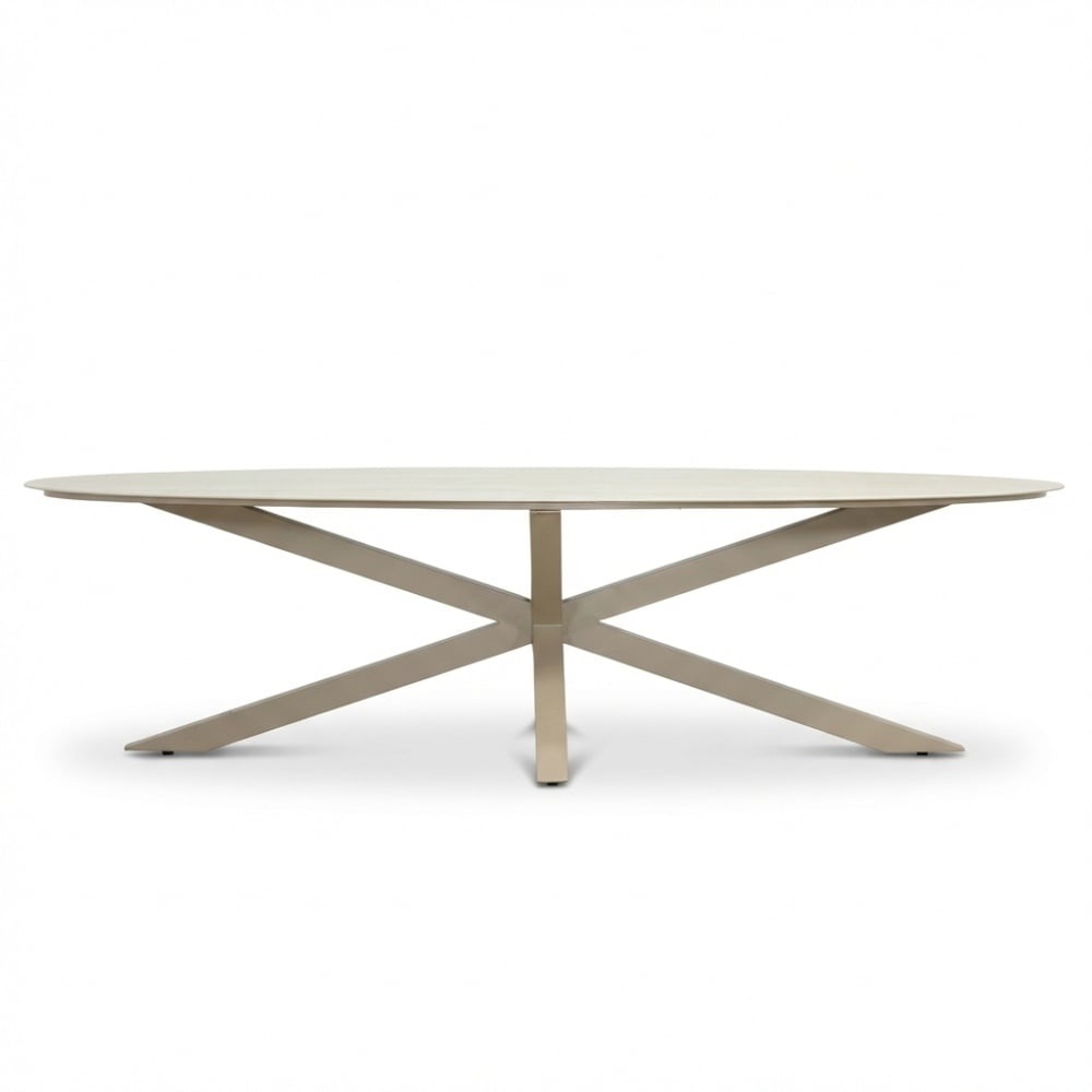 Calma/Carlos beige dining tuinset | 8 personen | sintered stone + wicker | 280cm ovaal