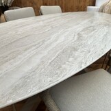 Calma/Carlos beige dining tuinset | 8 personen | sintered stone + wicker | 280cm ovaal