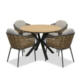 Cervo/Lucca dining tuinset | 4 personen | polywood + wicker | Ø120cm rond