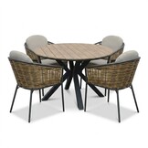 Cervo bruin/Lucca dining tuinset | 4 personen | polywood + wicker | 120cm rond
