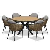 Cervo/Lucca dining tuinset | 6 personen | polywood + wicker | Ø144cm rond