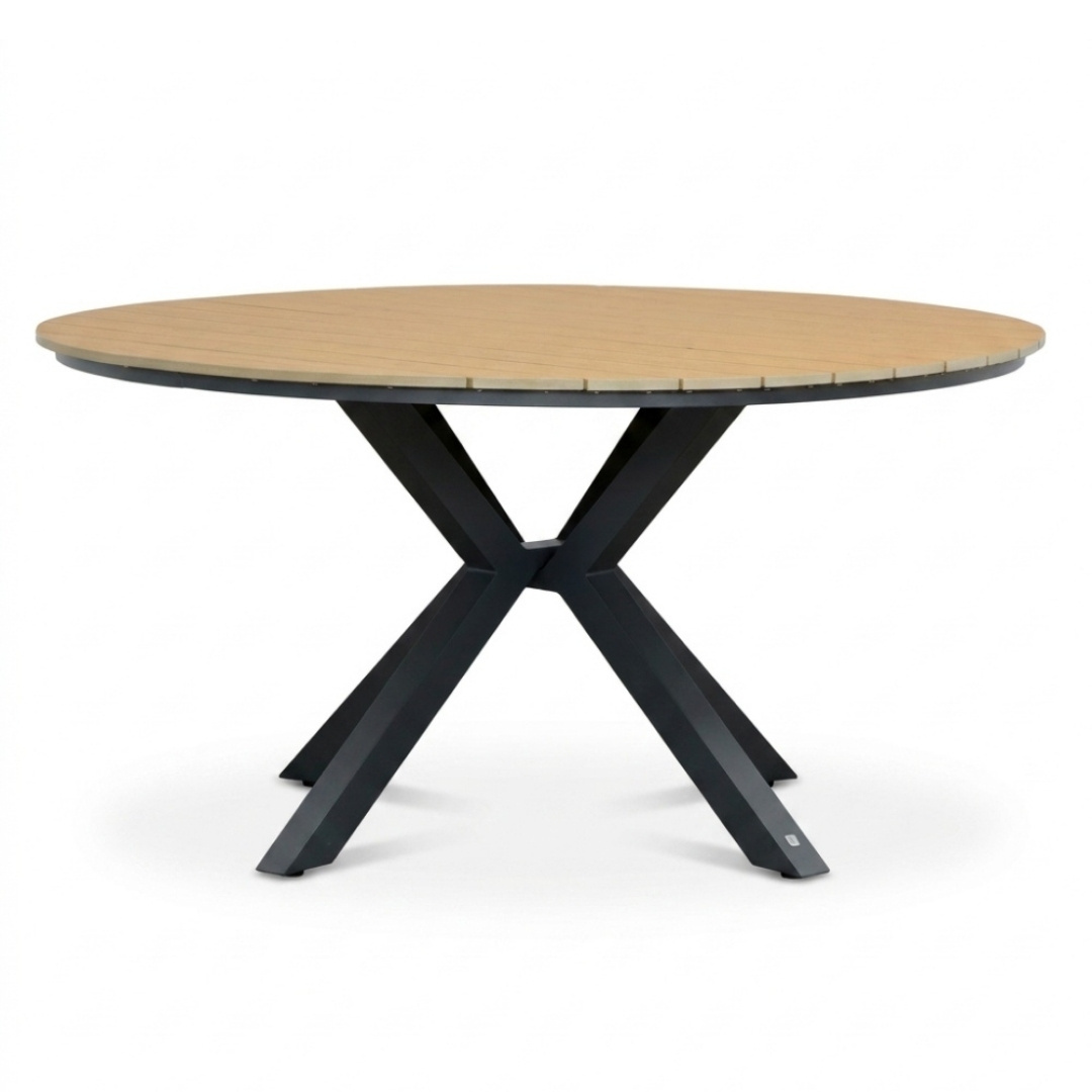 Cervo/Lucca dining tuinset | 6 personen | polywood + wicker | Ø144cm rond
