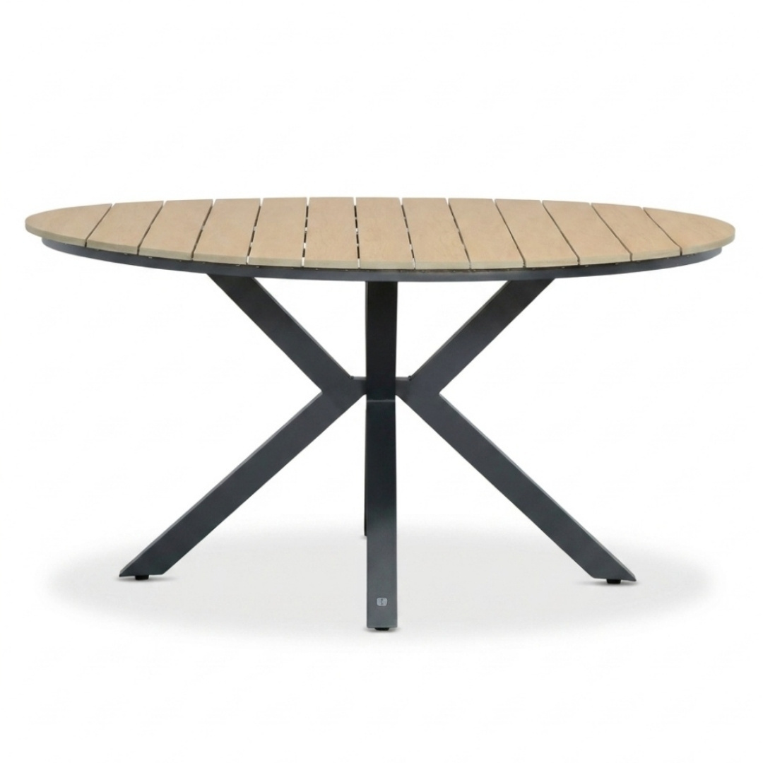 Cervo/Lucca dining tuinset | 6 personen | polywood + wicker | Ø144cm rond