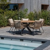 Cervo/Lucca dining tuinset | 6 personen | polywood + wicker | Ø144cm rond