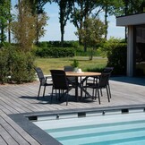 Cervo/Lucca dining tuinset | 6 personen | polywood + wicker | Ø144cm rond