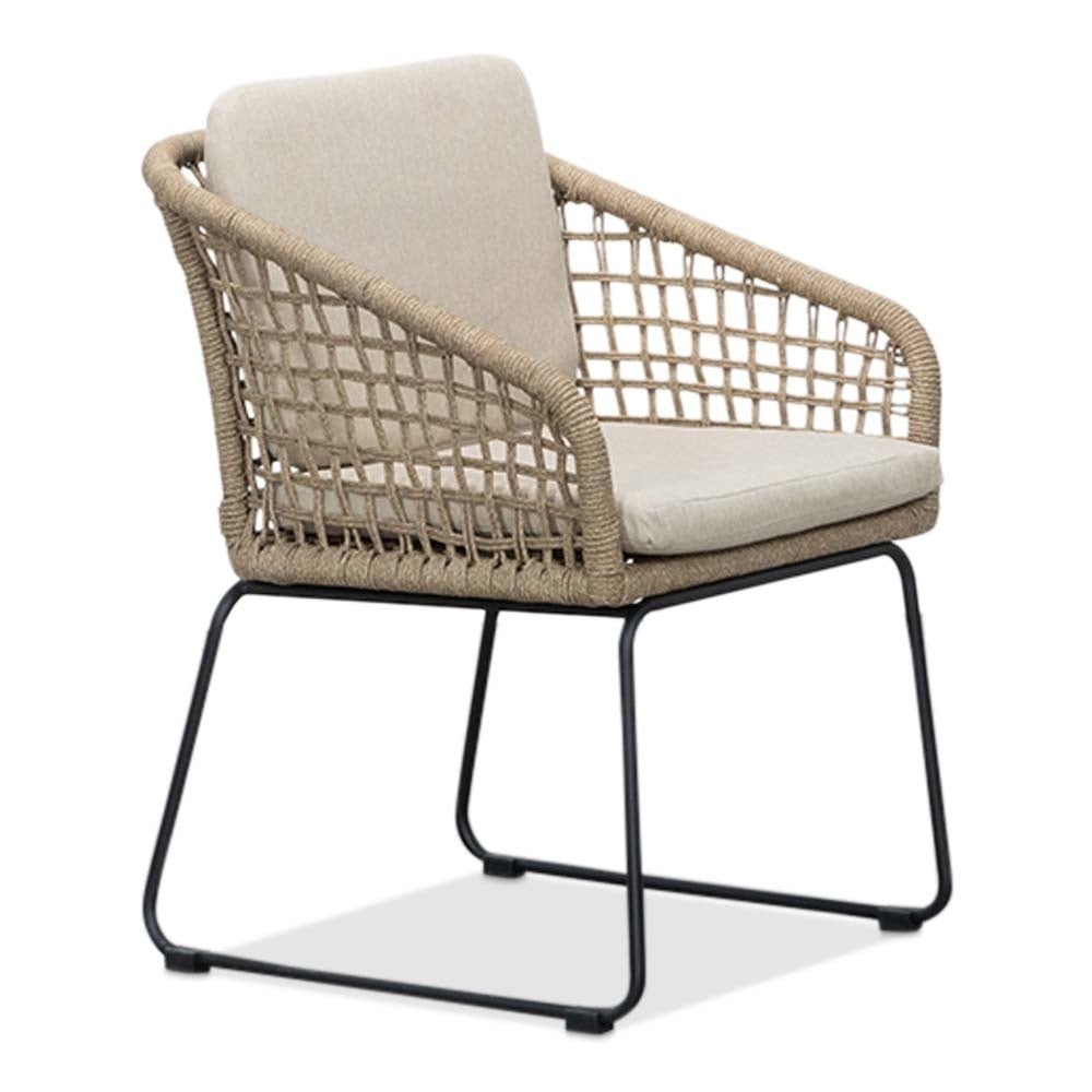 Cervo bruin/Tulum Sahara Dust dining tuinset | 5 personen | polywood + touw | 144cm rond