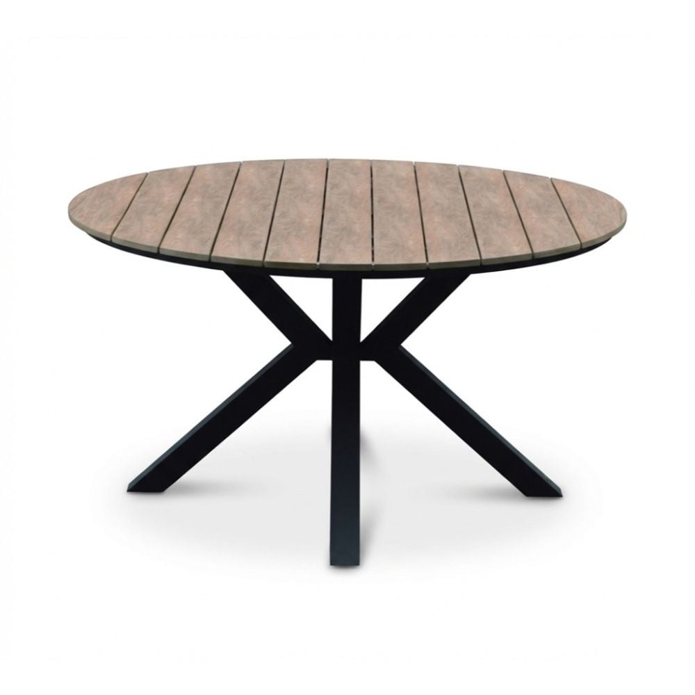 Cervo bruin/Tulum Sahara Dust dining tuinset | 5 personen | polywood + touw | 144cm rond