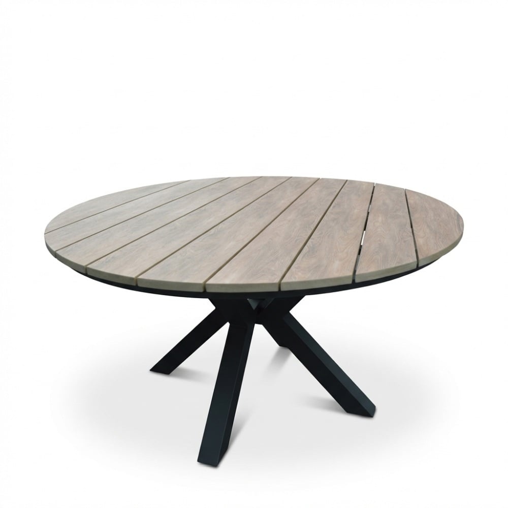 Cervo bruin/Tulum Sahara Dust dining tuinset | 5 personen | polywood + touw | 144cm rond