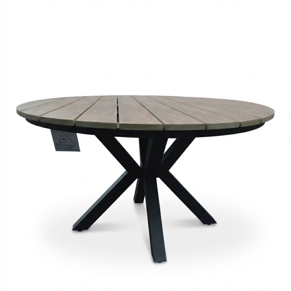 Cervo bruin/Portofino Sahara Dust dining tuinset | 5 personen | polywood + touw | 144cm rond