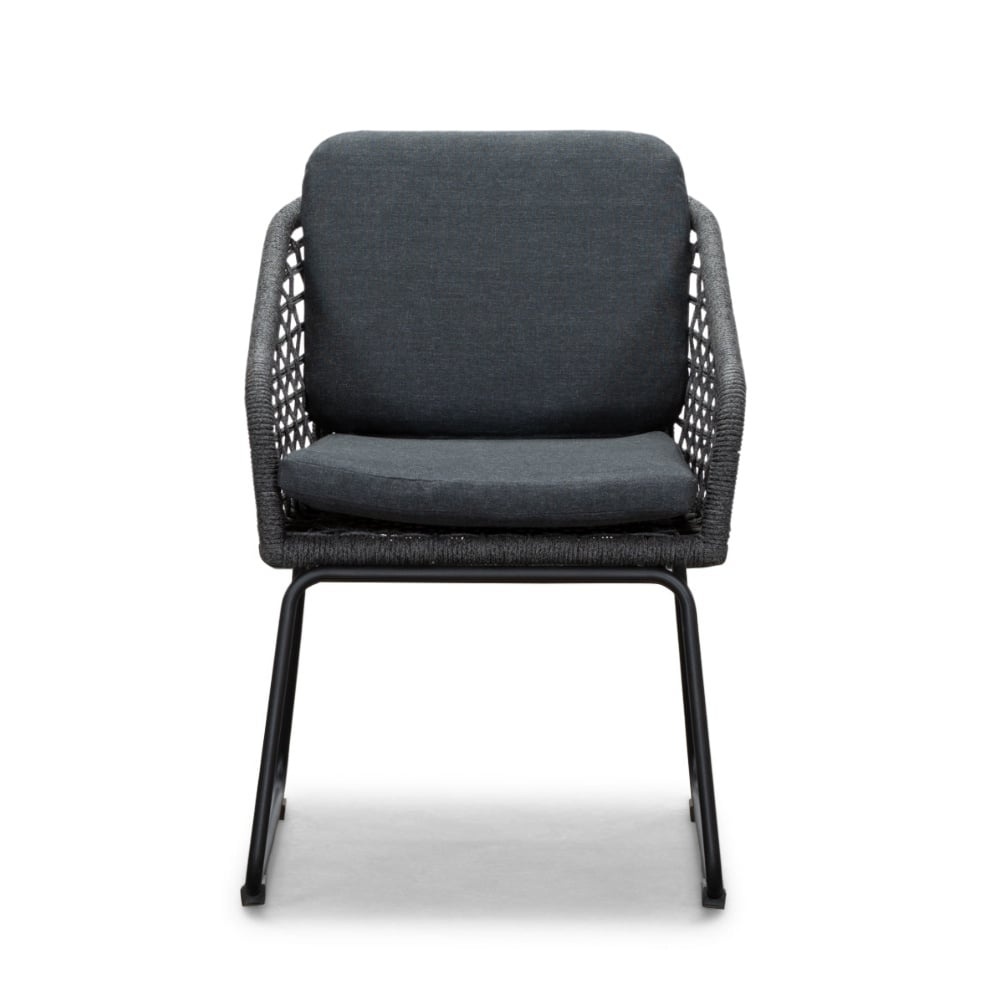 Cervo bruin/Tulum Lava Grey dining tuinset | 5 personen | polywood + touw | 144cm rond