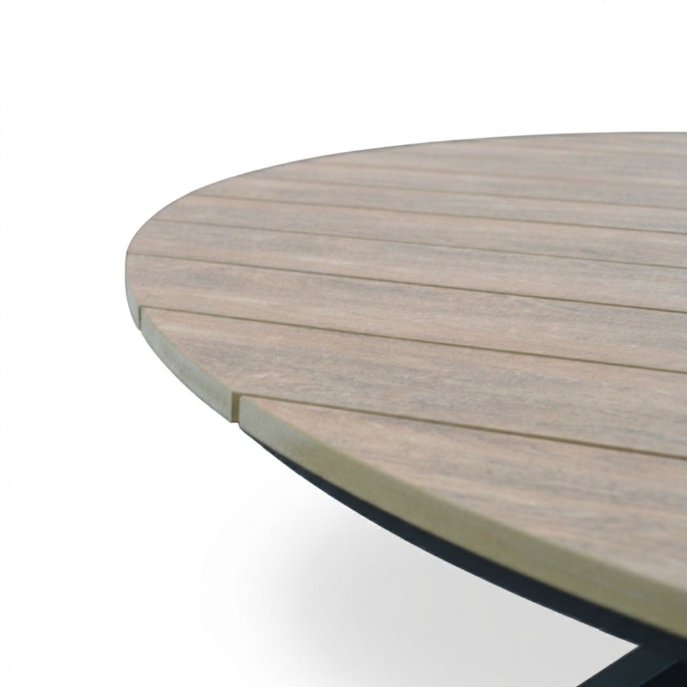 Cervo bruin/Tulum Lava Grey dining tuinset | 5 personen | polywood + touw | 144cm rond