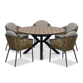 Cervo bruin/Lucca dining tuinset | 5 personen | polywood + wicker | 144cm rond