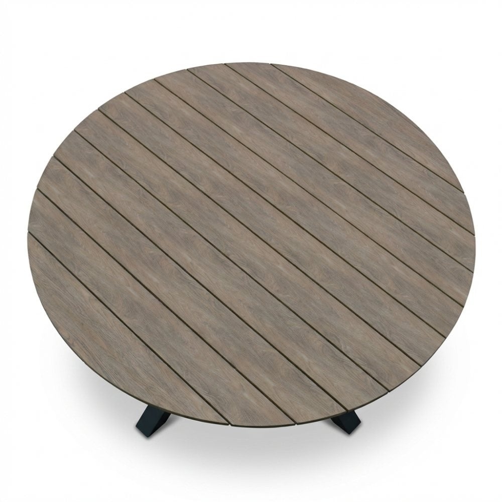 Cervo bruin/Lucca dining tuinset | 5 personen | polywood + wicker | 144cm rond