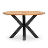 Cleve antraciet/Portofino Sahara Dust dining tuinset | 4 personen | teakhout + touw | 120cm rond