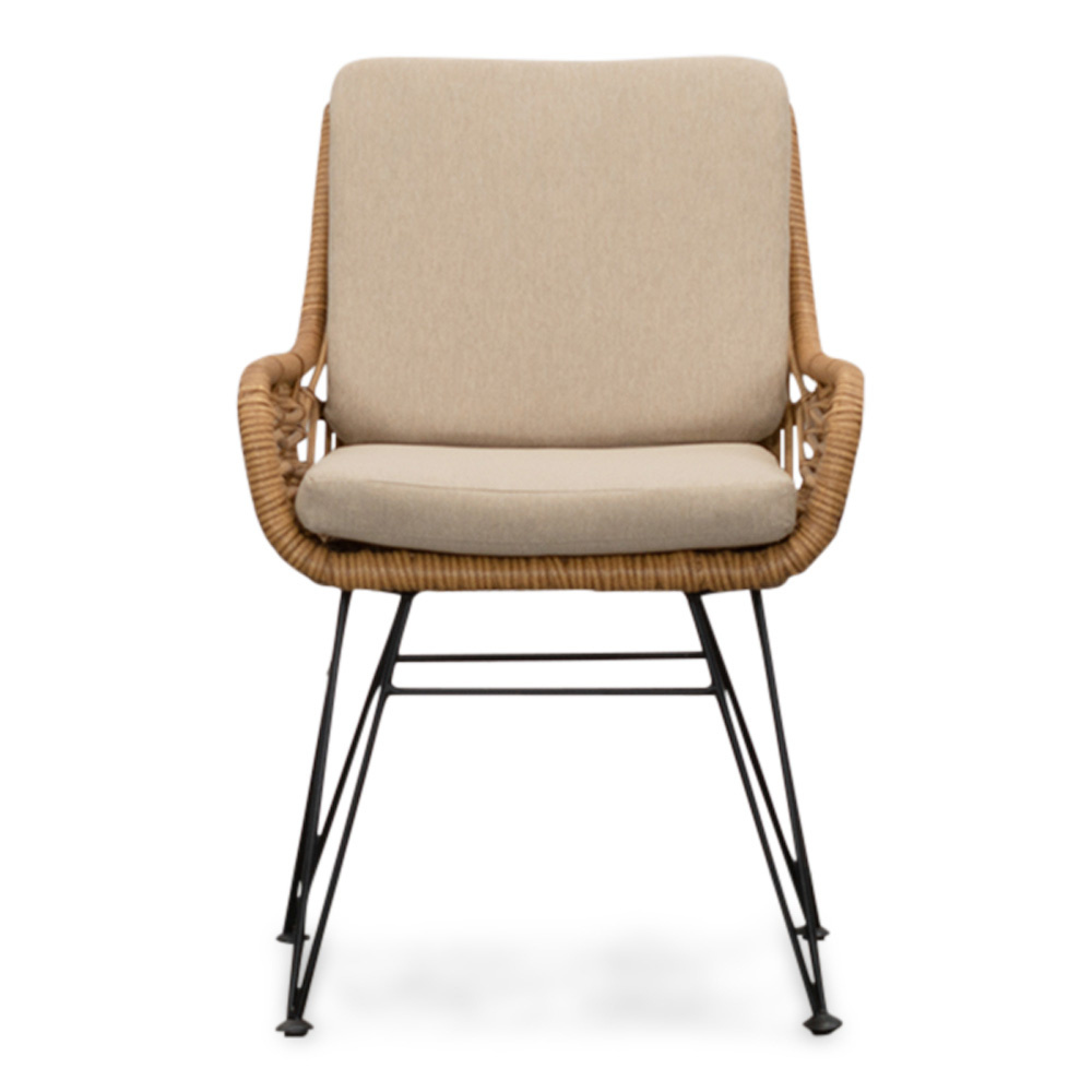 Cleve antraciet/Carlos taupe dining tuinset | 4 personen | teakhout + wicker | 120cm rond
