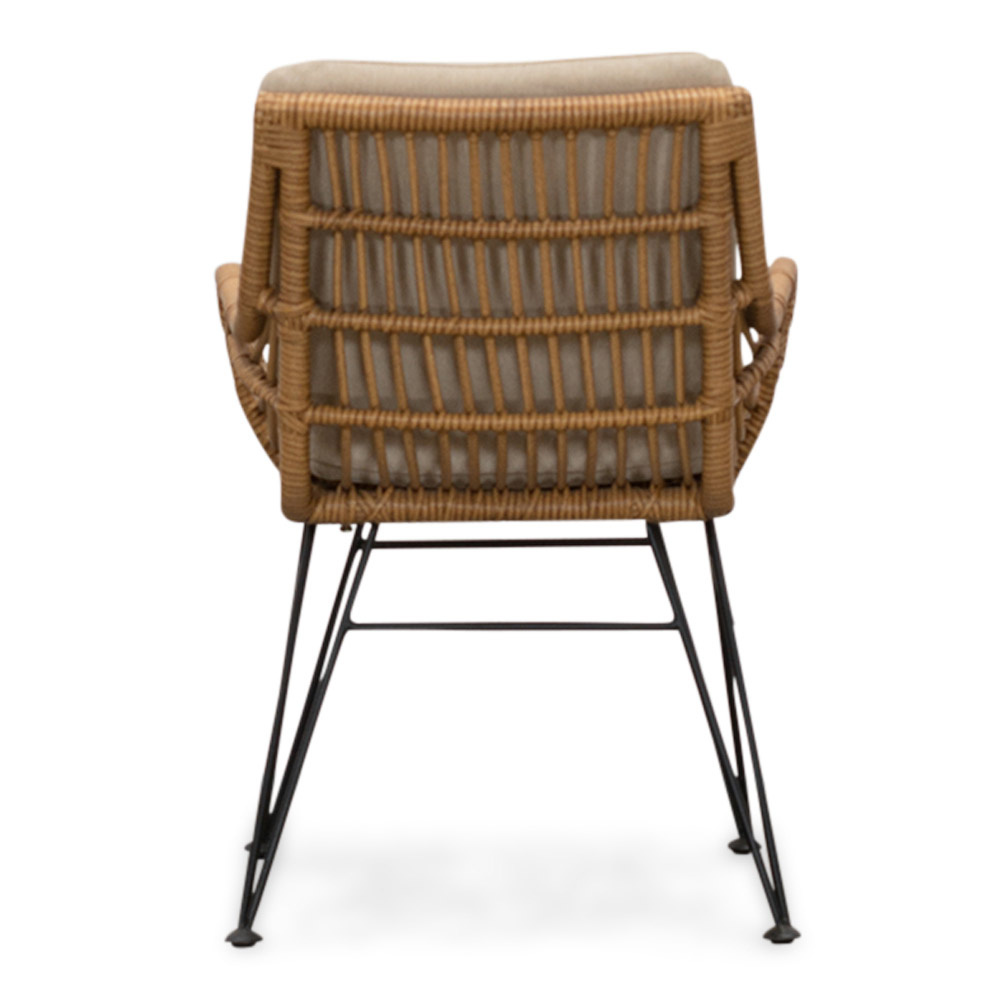 Cleve antraciet/Carlos taupe dining tuinset | 4 personen | teakhout + wicker | 120cm rond