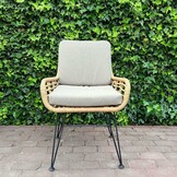 Cleve antraciet/Carlos taupe dining tuinset | 4 personen | teakhout + wicker | 120cm rond