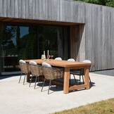 Cleve antraciet/Lucca dining tuinset | 4 personen | teakhout + wicker | 120cm rond