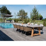 Cleve antraciet/Lucca dining tuinset | 4 personen | teakhout + wicker | 120cm rond