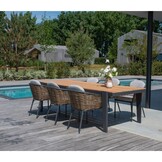 Cleve antraciet/Lucca dining tuinset | 4 personen | teakhout + wicker | 120cm rond