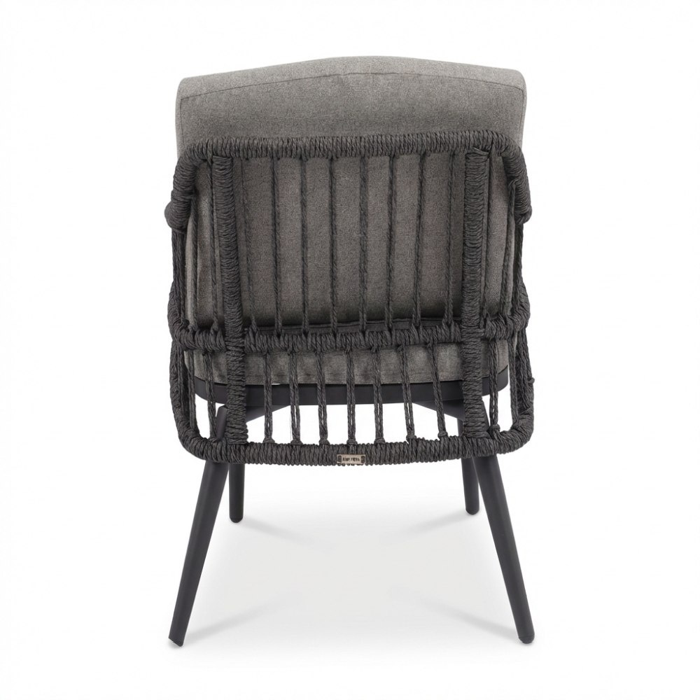 Cleve antraciet/Alicante antraciet dining tuinset | 4 personen | teakhout + wicker | 120cm rond