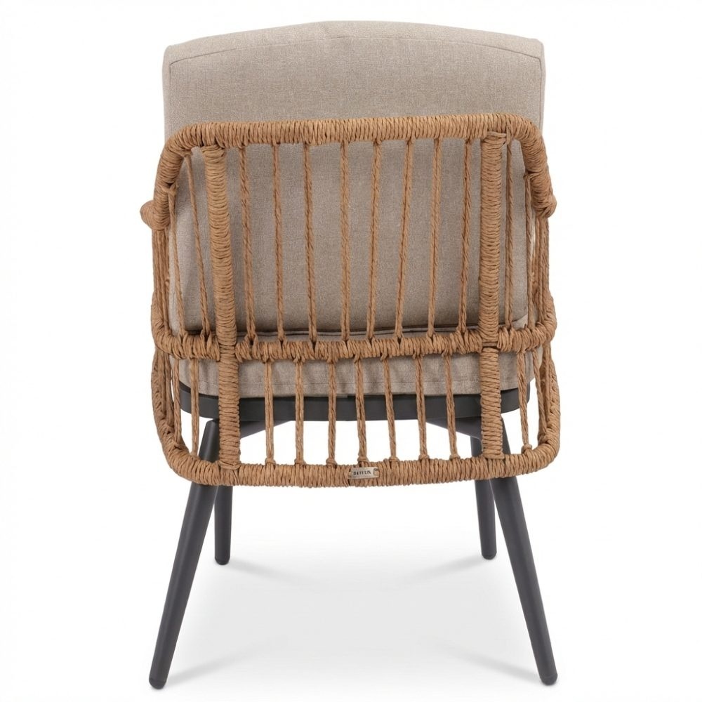 Cleve antraciet/Alicante zand dining tuinset | 4 personen | teakhout + wicker | 120cm rond