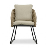 Cleve antraciet/Flora Sahara Dust dining tuinset | 4 personen | teakhout + touw | 120cm rond