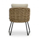 Cleve antraciet/Flora Sahara Dust dining tuinset | 4 personen | teakhout + touw | 120cm rond
