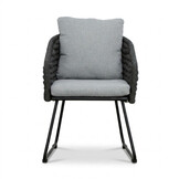 Cleve antraciet/Flora Stone Grey dining tuinset | 4 personen | teakhout + touw | 120cm rond