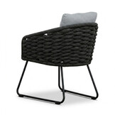 Cleve antraciet/Flora Stone Grey dining tuinset | 4 personen | teakhout + touw | 120cm rond