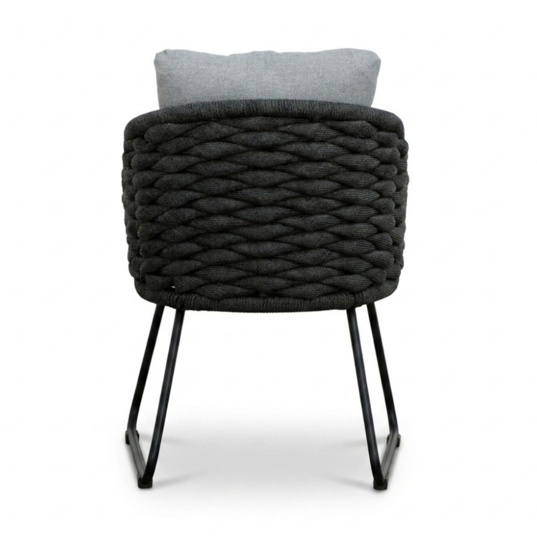 Cleve antraciet/Flora Stone Grey dining tuinset | 4 personen | teakhout + touw | 120cm rond