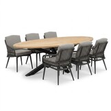 Cleve antraciet/Alicante antraciet dining tuinset | 6 personen | teakhout + wicker | 240cm ovaal