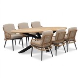 Cleve antraciet/Alicante zand dining tuinset | 6 personen | teakhout + wicker | 240cm ovaal