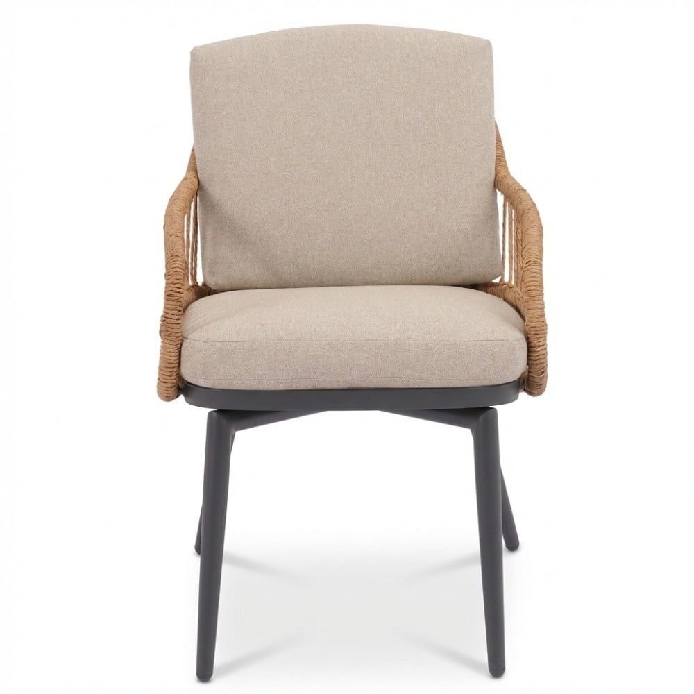 Cleve antraciet/Alicante zand dining tuinset | 6 personen | teakhout + wicker | 240cm ovaal