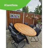 Cleve antraciet/Harper Sahara Dust dining tuinset | 6 personen | teakhout + touw | 240cm ovaal