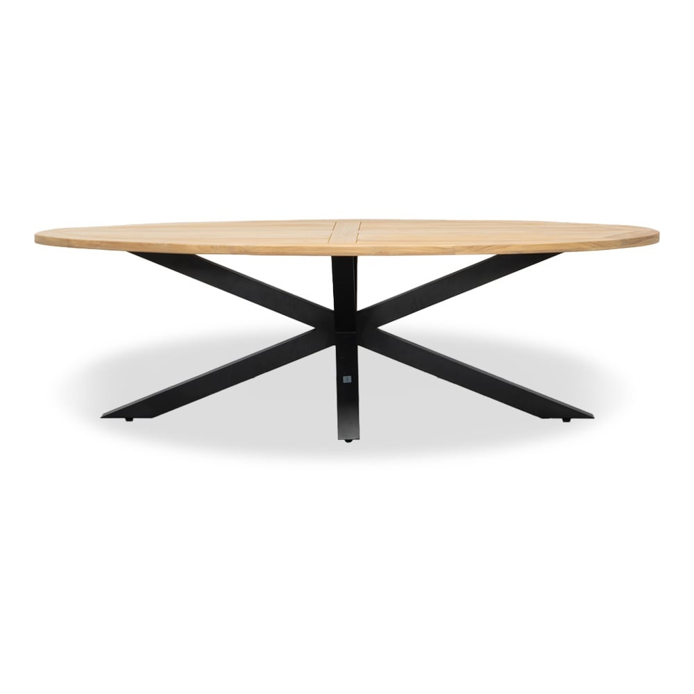 Cleve antraciet/Flora Stone Grey dining tuinset | 6 personen | teakhout + touw | 240cm ovaal