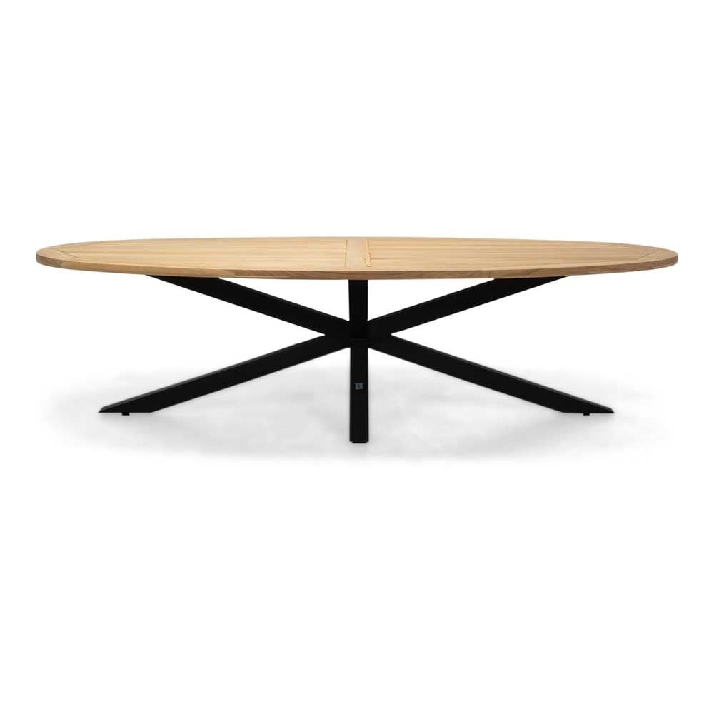 Cleve antraciet/Alicante zand dining tuinset | 8 personen | teakhout + wicker | 280cm ovaal