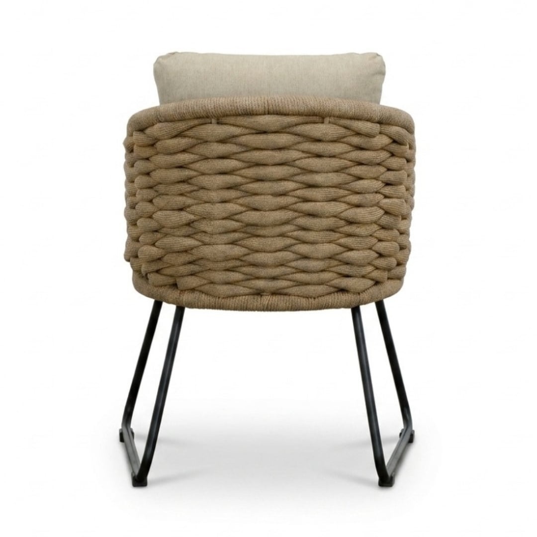 Cleve antraciet/Flora Sahara Dust dining tuinset | 8 personen | teakhout + touw | 280cm ovaal