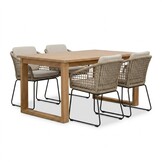 Corfu/Tulum Sahara Dust dining tuinset | 4 personen | teakhout + touw | 150cm