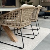 Corfu/Tulum Sahara Dust dining tuinset | 4 personen | teakhout + touw | 150cm