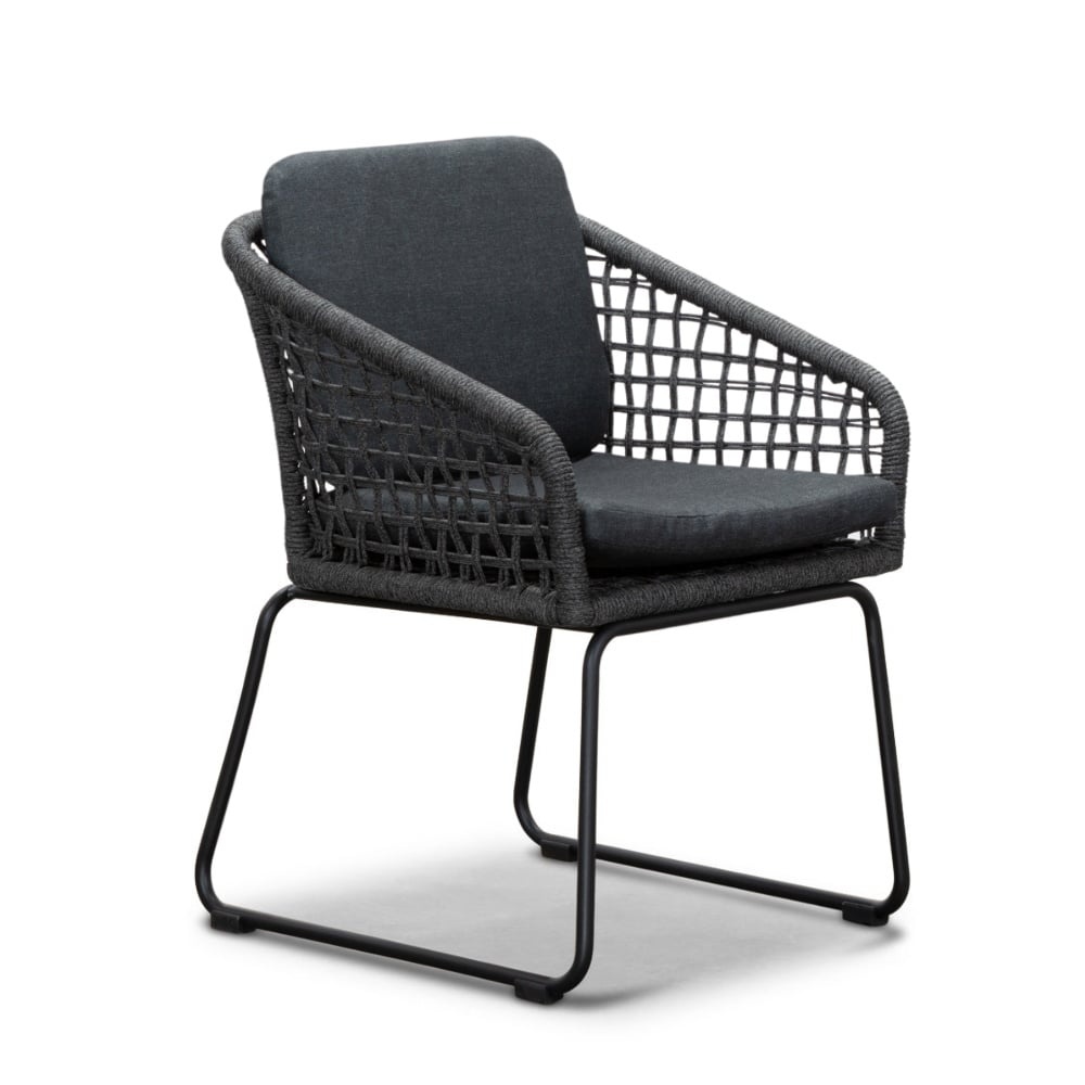 Corfu/Tulum Lava Grey dining tuinset | 4 personen | teakhout + touw | 150cm