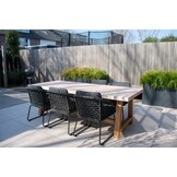 Corfu/Tulum Lava Grey dining tuinset | 4 personen | teakhout + touw | 150cm