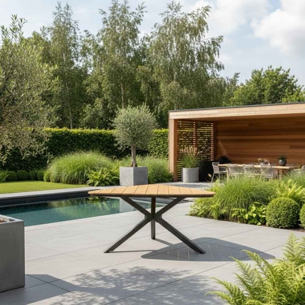 Corsica/Tulum Sahara Dust dining tuinset | 6 personen | polywood + touw | 158cm