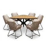 Corsica/Portofino Sahara Dust dining tuinset | 6 personen | polywood + touw | 158cm