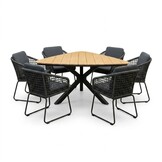 Corsica/Tulum Lava Grey dining tuinset | 6 personen | polywood + touw | 158cm