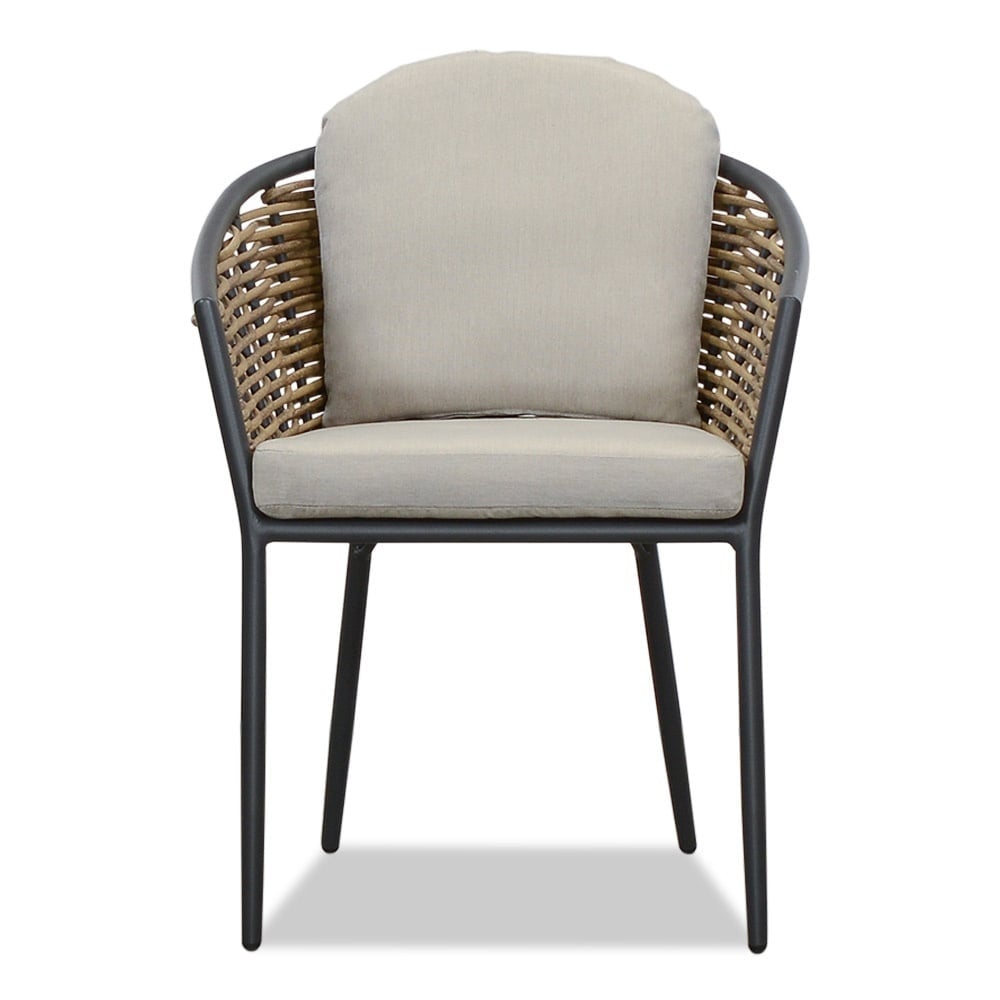 Dallas antraciet/Lucca dining tuinset | 6 personen | polywood + wicker | 220cm