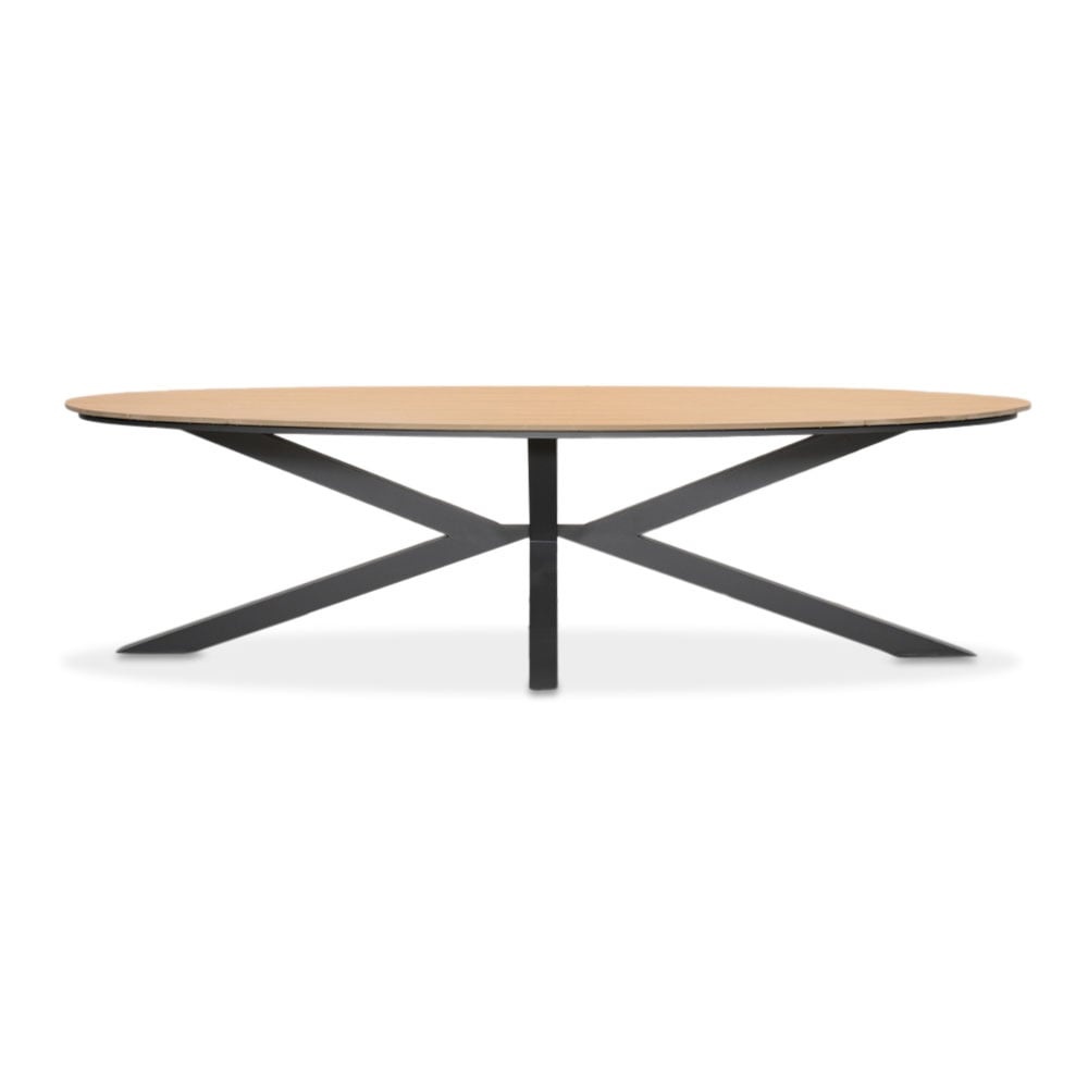 Dallas antraciet/Lucca dining tuinset | 6 personen | polywood + wicker | 220cm