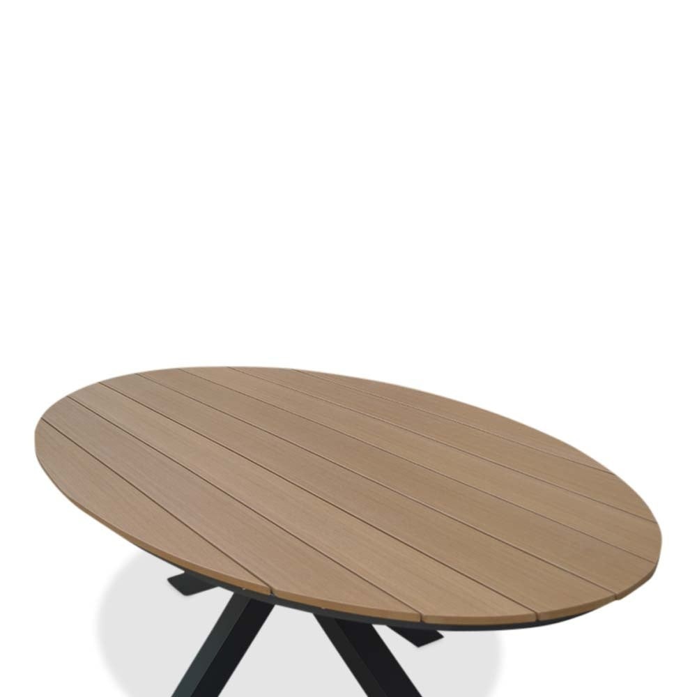 Dallas antraciet/Lucca dining tuinset | 6 personen | polywood + wicker | 220cm